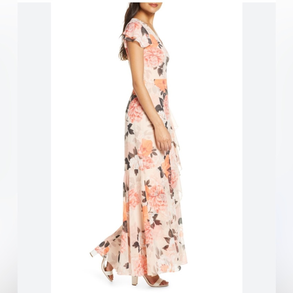Eliza J Peach Pink Floral Maxi Dress - Picture 3 of 10